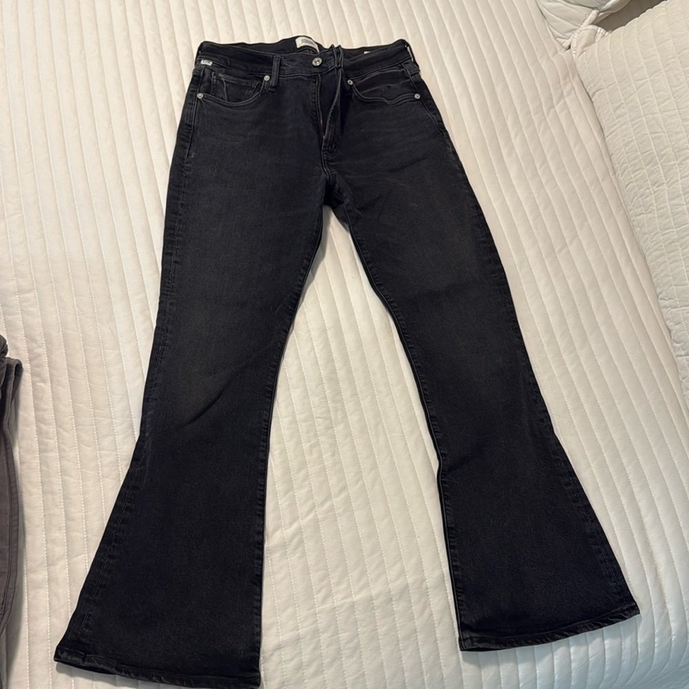 Citizens of Humanity Slim Bootcut Jeans in distressed black.